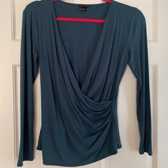 Ann Taylor Dark Teal Cross over top, lighly worn size Medium - Picture 1 of 4